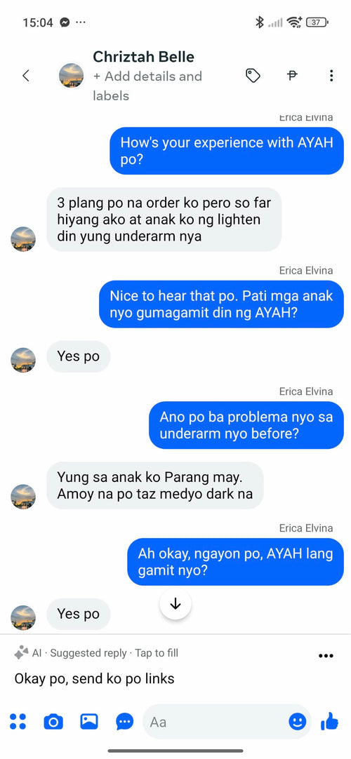 AYAH customer conversation