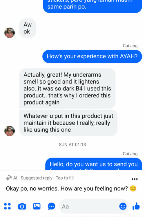 AYAH customer conversation